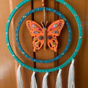 ⭐️#438 Hand Painted Wooden Butterfly Dream Catcher